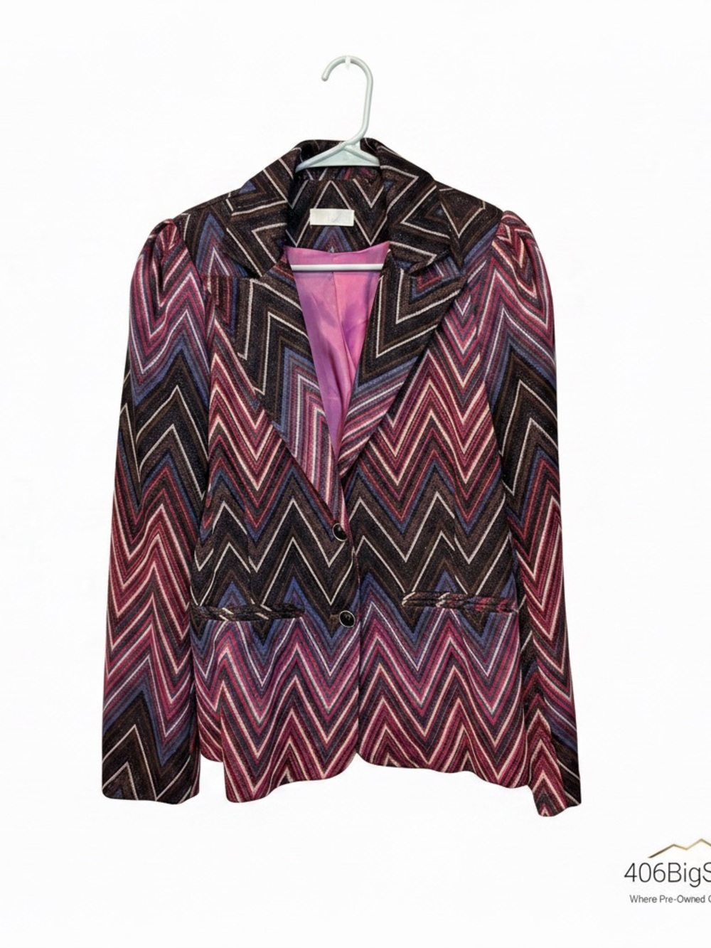 Q2 Chevron Blazer in Pink and Purple Mix